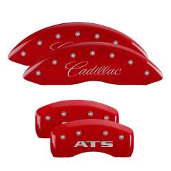 MGP Caliper Covers 35007SATSRD Engraved Front/Rear Red for 13-18 Cadillac ATS
