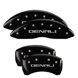 MGP Caliper Covers - MGP Caliper Covers 34218SDNLBK Front/Rear 4pc Black w/Silver Denali - Image 1