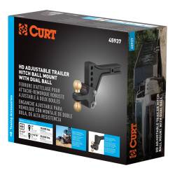 CURT - CURT 45937 HD Adjustable Trailer Hitch Ball Mount w/Dual Ball 2.5" Shank 20K - Image 2