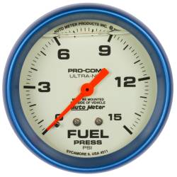 AutoMeter - AutoMeter 4211 Ultra-Nite Liquid Filled Mech Fuel Pressure Gauge 0-15PSI 2-5/8" - Image 1