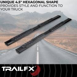 TrailFX - TrailFX AL4004B A4 Series Nerf Bars 4.5" Hex Black for Rocker Panel Mount - Image 2