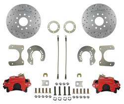 Leed Brakes - Leed Brakes RRC2001X Rear Disc Brake Kit w/Drilled Rotors & Red Calipers - Image 1