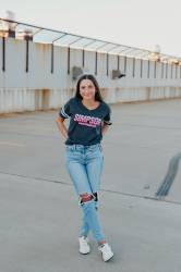 Simpson Safety - Simpson Safety 45010M Racing Stripes V-Neck T-Shirt Ladies Medium Gray - Image 1