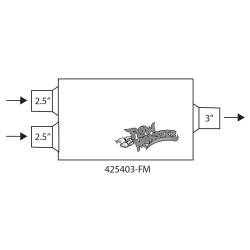 FlowMonster - FlowMonster 425403-FM Muffler 2.5" Dual Inlet 3" Center Outlet 13"x9.75" Body - Image 4