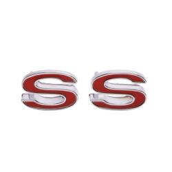 Trim Parts - Trim Parts 6810R 1969-72 Camaro Front Fender Emblem "SS" Red PAIR - Image 1