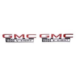 Trim Parts - Trim Parts 9821 68-72 GMC Truck Front Fender Emblem "GMC 1500 V-Eight" PAIR - Image 1