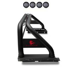Black Horse Off Road - Black Horse RB09BK-PLFB Roll Bar Kit w/LED Flood Lights Blk for 20-25 Gladiator - Image 1
