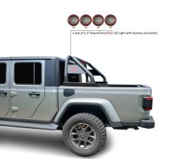 Black Horse Off Road - Black Horse RB09BK-PLFR Roll Bar Kit w/LED Flood Lights RED for 20-25 Gladiator - Image 2