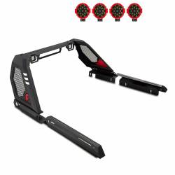 Black Horse Off Road - Black Horse VIRB09B-PLR Vigor Roll Bar w/7.0" Red LED for 20-25 Gladiator JT - Image 1