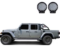 Black Horse Off Road - Black Horse RB09BK-PL69B Roll Bar Kit w/9" LED Lights Black for 20-25 Gladiator - Image 2