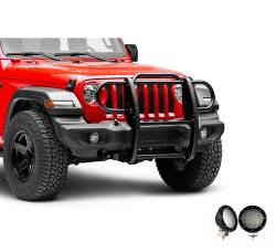 Black Horse Off Road - Black Horse 17JPJLMA-PLFB Black Grille Guard w/LED for Jeep Gladiator/Wrangler - Image 2