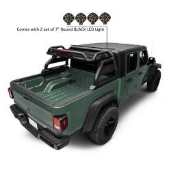 Black Horse Off Road - Black Horse ATRB9BK-PLB Atlas Roll Bar Kit 7.0" LED Black 20-25 Jeep Gladiator - Image 1