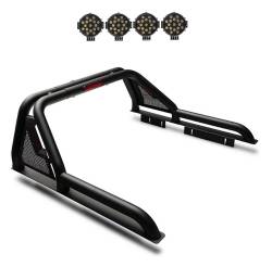 Black Horse Off Road - Black Horse GLRB-03B-PLB Gladiator Roll Bar Kit w/2x7" Black LED Lights Colorado - Image 1