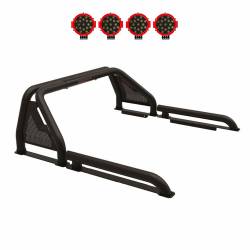 Black Horse Off Road - Black Horse GLRB-05B-PLR Roll Bar w/7.0" Red LED Lights for 05-21 NissanFrontier - Image 1