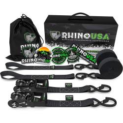 Rhino USA - Rhino USA GRLA-TDWN-SET 1.6"x8' Heavy Duty Ratchet Tie-Downs 2pc Black - Image 1