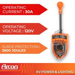 Arcon - Arcon 19758 Portable 30 Amp 120-Volt CETL Certified RV Surge Protector w/Lock - Image 2