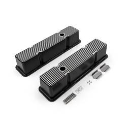 Speedmaster - Speedmaster PCE314.1070.04 Black Aluminum Ribbed Valve Covers Tall Chevy SBC 350 - Image 1