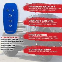 Recon - Recon 264002FD1BL Silicone Key Fob Cover Blue 14-17 F150/Super Duty - Image 2