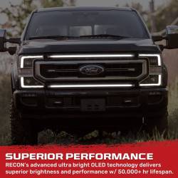 Recon - Recon 264438WHBK 37" High Power LED DRL Hood Lights White for 17-22 Super Duty - Image 3