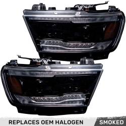 Recon - Recon 264376LEDBKCS LED Projector HeadLights Smoked Lens for 19-23 RAM 1500 - Image 1