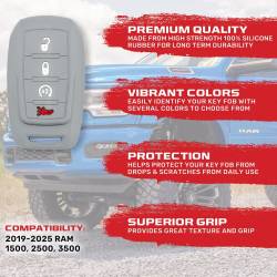 Recon - Recon 264002DG2GY Silicone Key Fob Cover Gray for 19-25 RAM Trucks - Image 2