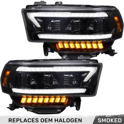 Recon - Recon 264386BKCS LED Projector HeadLights Smoked Lens for 19-23 RAM HD - Image 1