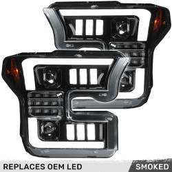 Recon - Recon 264290LEDXBKC LED Projector HeadLights Smoked Lens 15-17 Ford F150 - Image 1