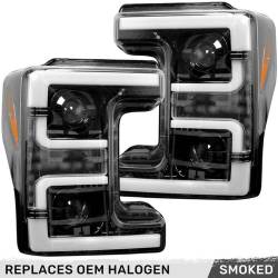 Recon - Recon 264372BKC Projector HeadLights Smoked Lens 17-19 Ford Super Duty - Image 1