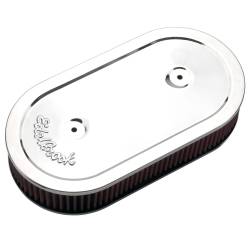 Edelbrock - Edelbrock 1236 Pro-Flo Chrome Oval Air Cleaner Single 4-Bbl Carb 2.5" Cotton - Image 1