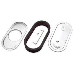 Edelbrock - Edelbrock 1236 Pro-Flo Chrome Oval Air Cleaner Single 4-Bbl Carb 2.5" Cotton - Image 2