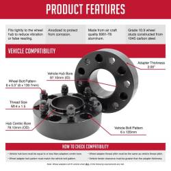 Coyote Premium Wheel Accessories - Coyote 6135-6550H-E Wheel Adapter 6061 Aluminum 6x135 6x5.5 ID 87 OD 78 M14x1.5 - Image 2