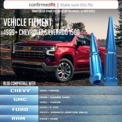 Coyote Premium Wheel Accessories - Coyote 251648BL Blue 24-Lug + Key Spline Spike Lug Nut Kit M14x1.5 - Image 2
