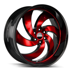 Strada - Strada Wheels RETRO 6 24x10 6x5.5 24mm Gloss Black/Machined Red C06463924GBMR - Image 1