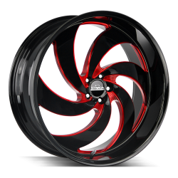 Strada - Strada Wheels RETRO 6 26x10 6x5.5 26mm Gloss Black/Red Milled C06663926GBMLR - Image 1