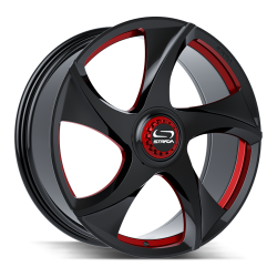 Strada - Strada Wheels VINO 22x9 5x115/120 20mm Gloss Black/Red Milled SF6929051620GBMLR - Image 1