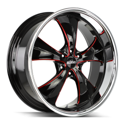 Strada - Strada Wheels OLD SKOOL 24x10 5x5.0 15mm Gloss Black/Red Milled C02452715GBMLR - Image 1