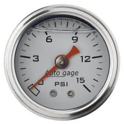 AutoMeter - AutoMeter 2175 Autogage Fuel Pressure Gauge Liquid Filled White 0-15Psi 1.5" - Image 1