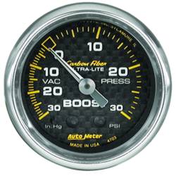 AutoMeter - AutoMeter 4703 Carbon Fiber Mechanical Vacuum/Boost Gauge 30" HG/30PSI 2-1/16" - Image 1