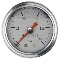 AutoMeter - AutoMeter 2178 Autogage Fuel Pressure Gauge Liquid Filled Silver 0-15Psi 1.5" - Image 1