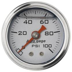 AutoMeter - AutoMeter 2180 Autogage Fuel Pressure Gauge Liquid Filled Silver 0-100Psi 1.5" - Image 1