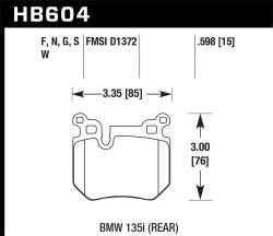 Hawk Performance - Hawk Performance HB604F.598 HPS Disc Brake Pad for 08-13 135i 135is - Image 1