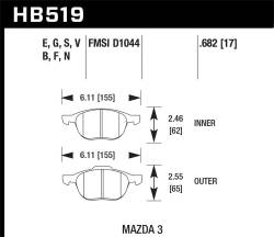 Hawk Performance - Hawk Performance HB519F.682 HPS High Performance Street Brake Pads - Image 1