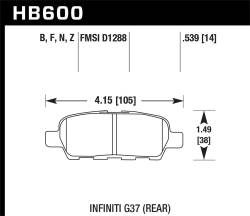 Hawk Performance - Hawk Performance HPS High Performance Street Brake Pads HB600F.539 - Image 1