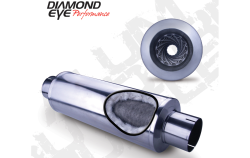 Diamond Eye 460033 Diesel Exhaust Muffler 4"Inlet/Outlet Louvered Packed Muffler
