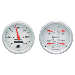 AutoMeter - AutoMeter 1303 Arctic White Quad & Speedometer Combo 2 Gauge Kit 5" 240-33Ohm - Image 1
