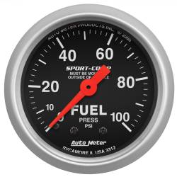 AutoMeter - AutoMeter 3312 Sport-Comp Mech Fuel Pressure Gauge 0-100PSI 2-1/16" Full Sweep - Image 1