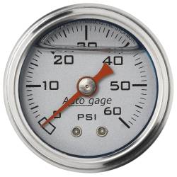 AutoMeter - AutoMeter 2179 Autogage Fuel Pressure Gauge Liquid Filled Silver 0-60Psi 1.5" - Image 1