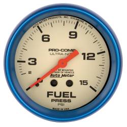 AutoMeter - AutoMeter 4511 Ultra-Nite Mechanical Fuel Pressure Gauge 0-15PSI 2-5/8" - Image 1