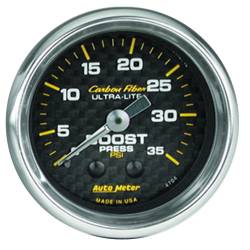 AutoMeter - AutoMeter 4704 Carbon Fiber Mechanical Boost Pressure Gauge 0-35PSI 2-1/16" - Image 1