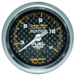 AutoMeter - AutoMeter 4711 Carbon Fiber Mechanical Fuel Pressure Gauge 0-15PSI 2-1/16" - Image 1